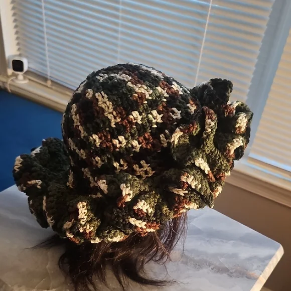 Crochet Multicolor Ruffled Hat - Picture 8 of 10